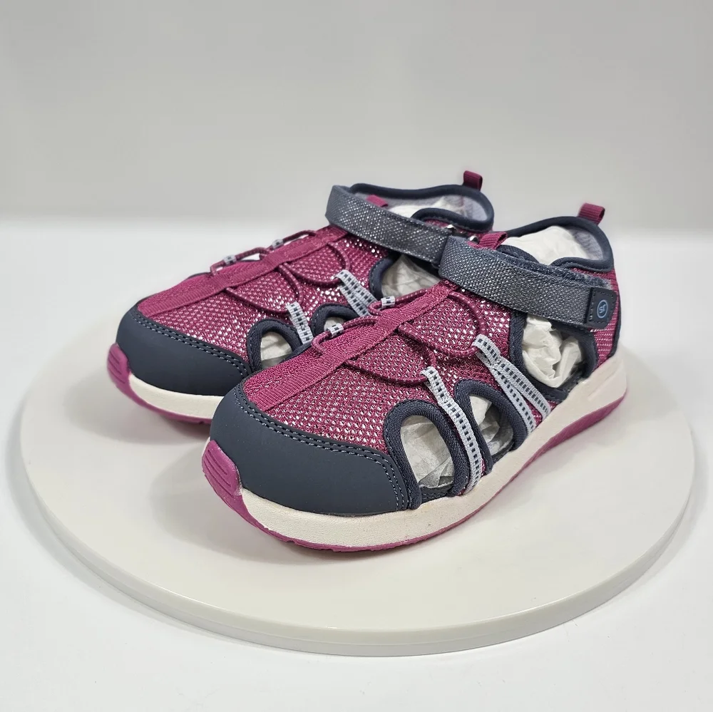 Munchkin by Stride Rite Coast Sandals Girls Sz 12M Pink Gray Adjustable Comfort - Picture 11 of 14